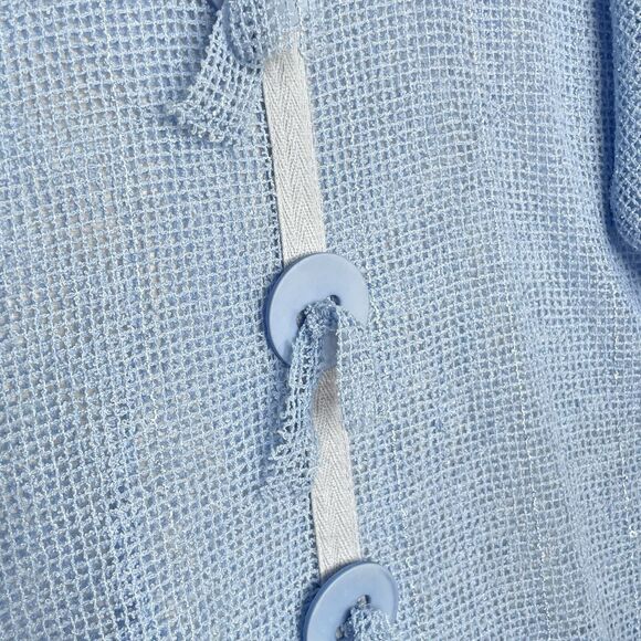 Blue Mesh Knit Cardigan Top One Size Sheer Oversized Button Front Coquette Fairy - Picture 5 of 7